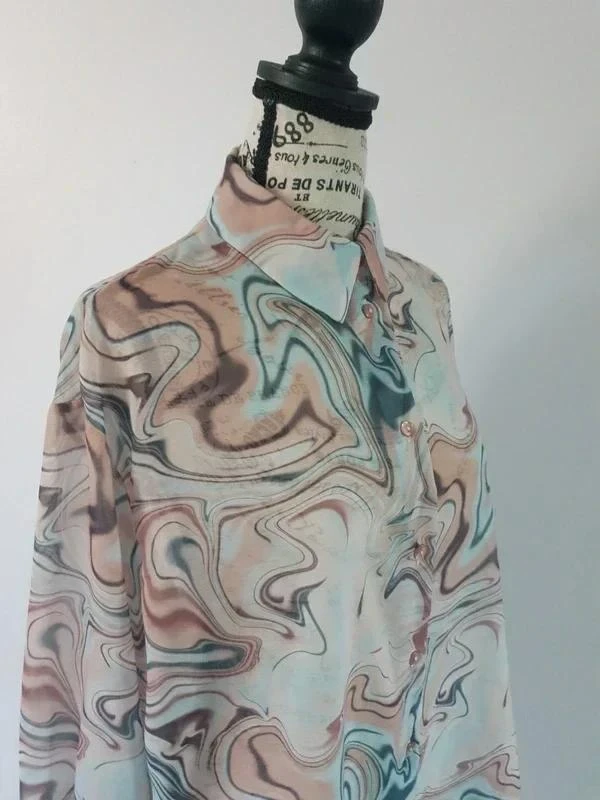 🌸 Turquoise & apricot fluid blouse – Bershka – Size M/L – Very good condition – photo 8